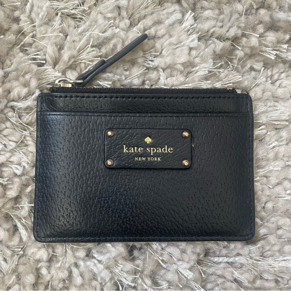 kate spade Handbags - Kate Spade New York Adi Grove Street Black Pebbled Leather Card Wallet Coin Purs